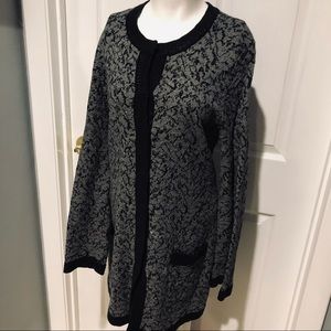 D DAMASK GREY LONG CARDIGAN SWEATER S/L